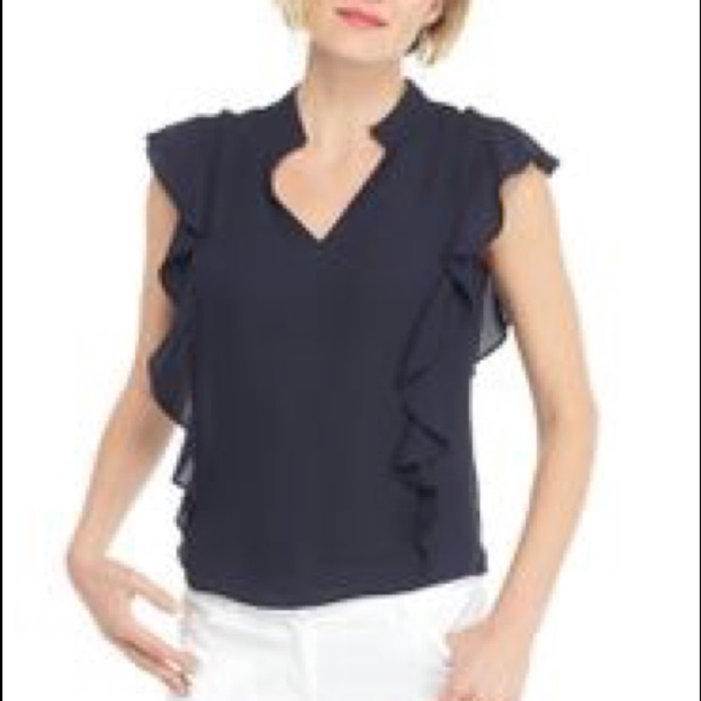 Navy sleeveless dress shirt